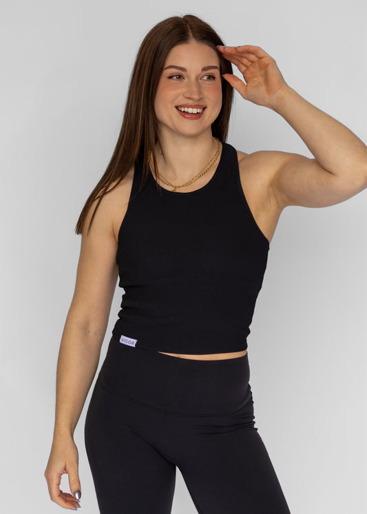Ribbed Racerback Tanktop | Black