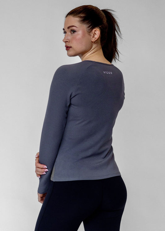 Ribbed Long Sleeve | Cool Gray