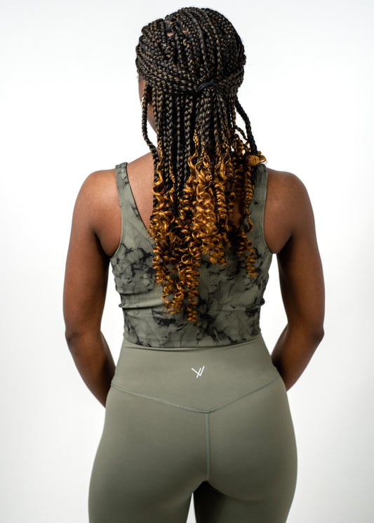 Ribbed Top | Olive Tie Dye