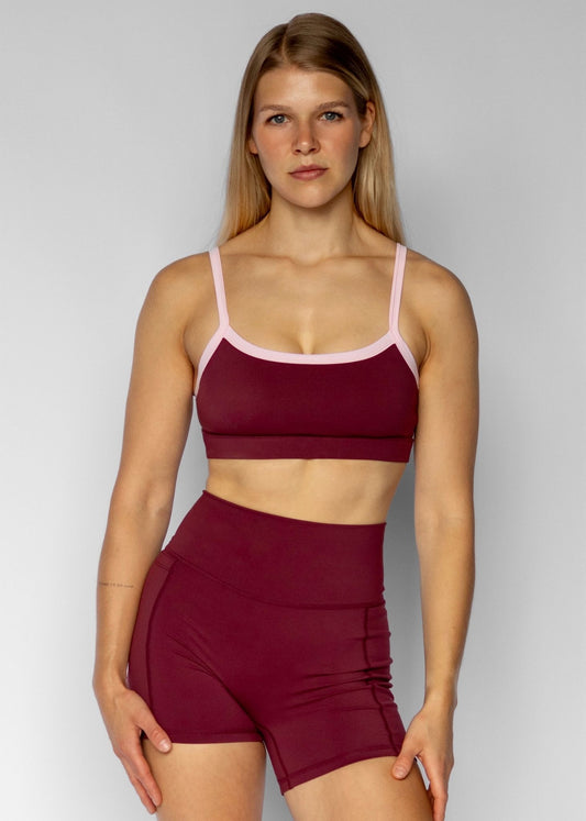 Cut-Out Bra | Burgundy/Ballet Pink