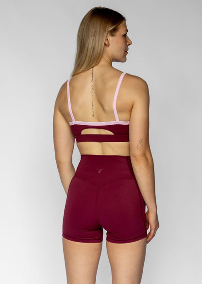 Cut-Out Bra | Burgundy/Ballet Pink