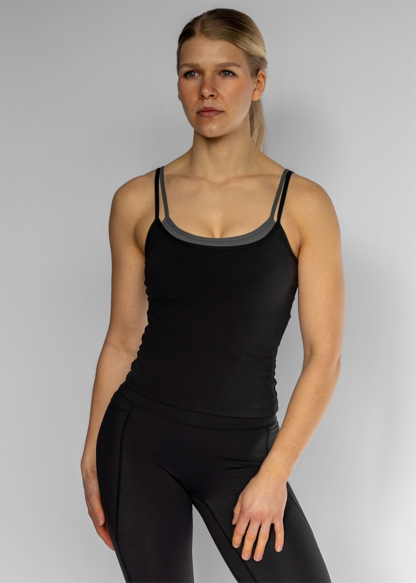 Double Layered Top | Black/Charcoal