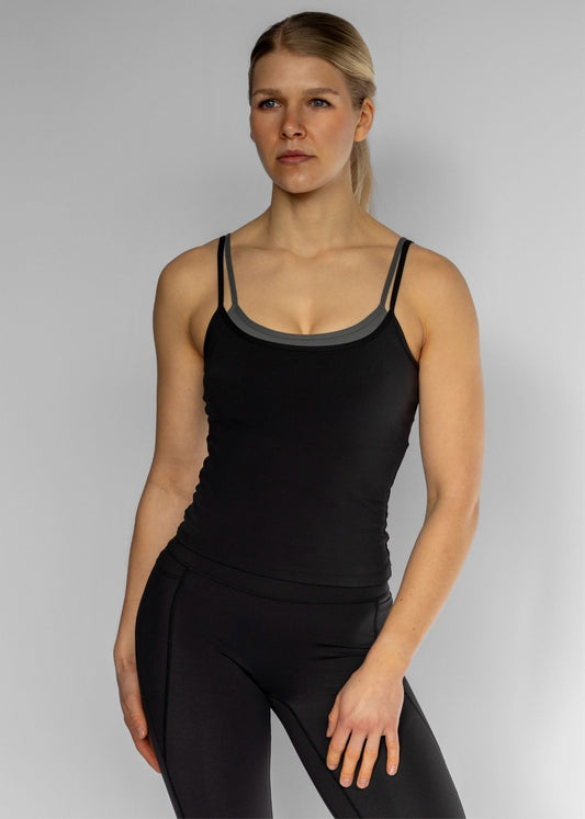 Double Layered Top | Black/Charcoal