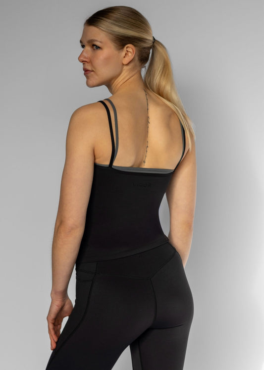 Double Layered Top | Black/Charcoal