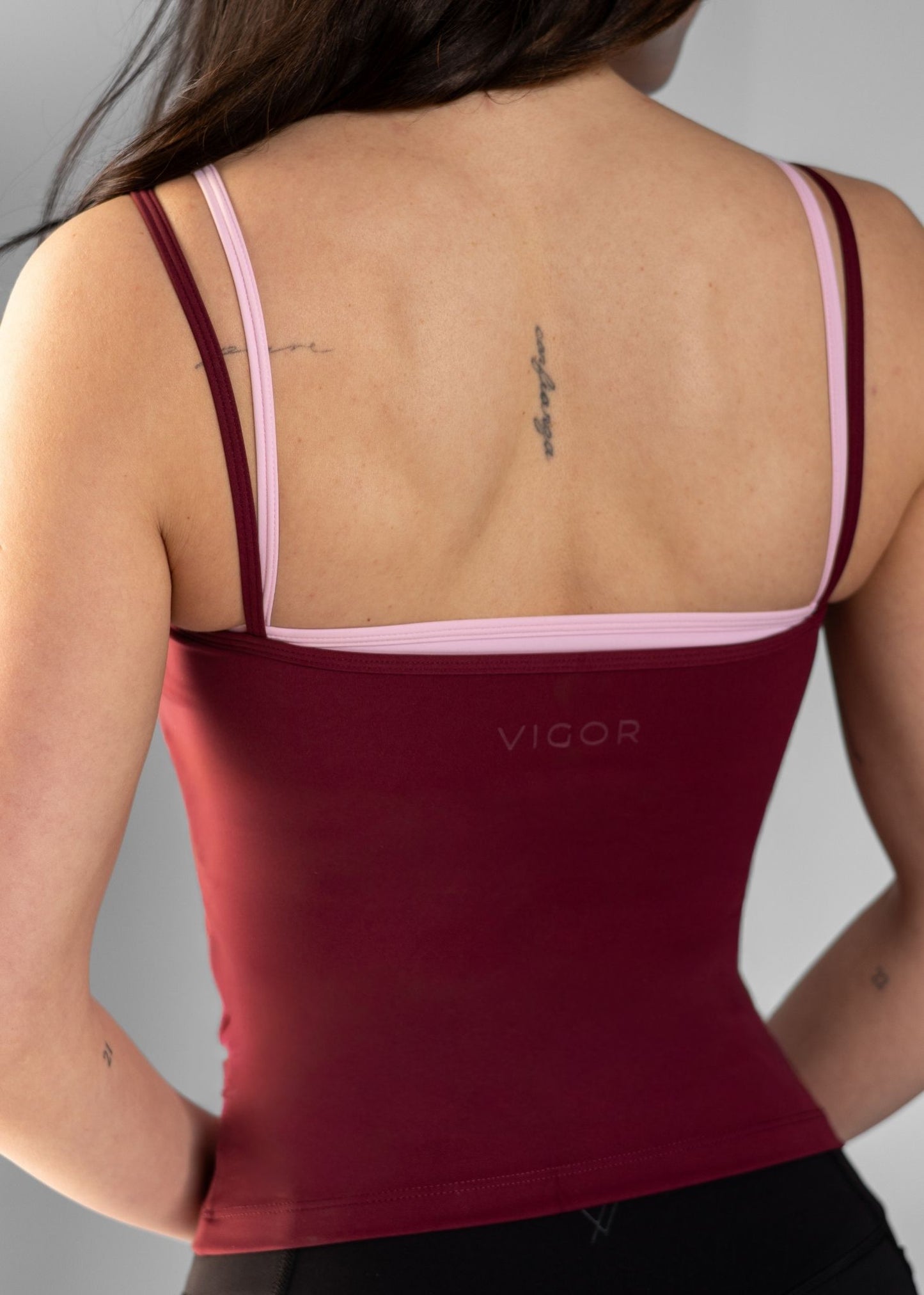 Double Layered Top | Burgundy/Ballet Pink