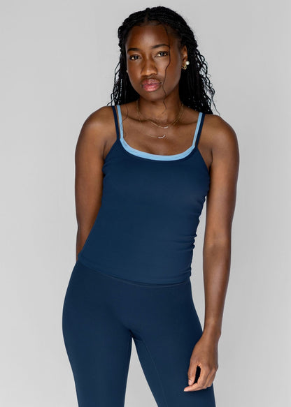 Double Layered Top | Deep Navy/Powder Blue