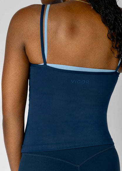 Double Layered Top | Deep Navy/Powder Blue