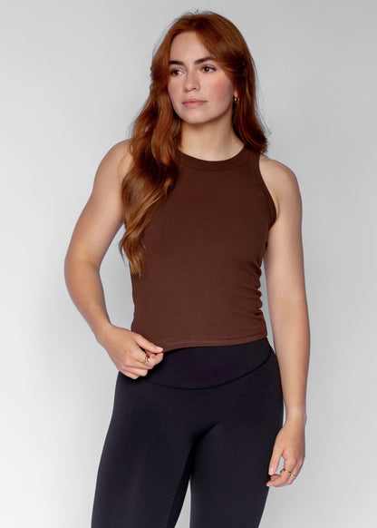 Foundation Ribbed Top | Dark Brown