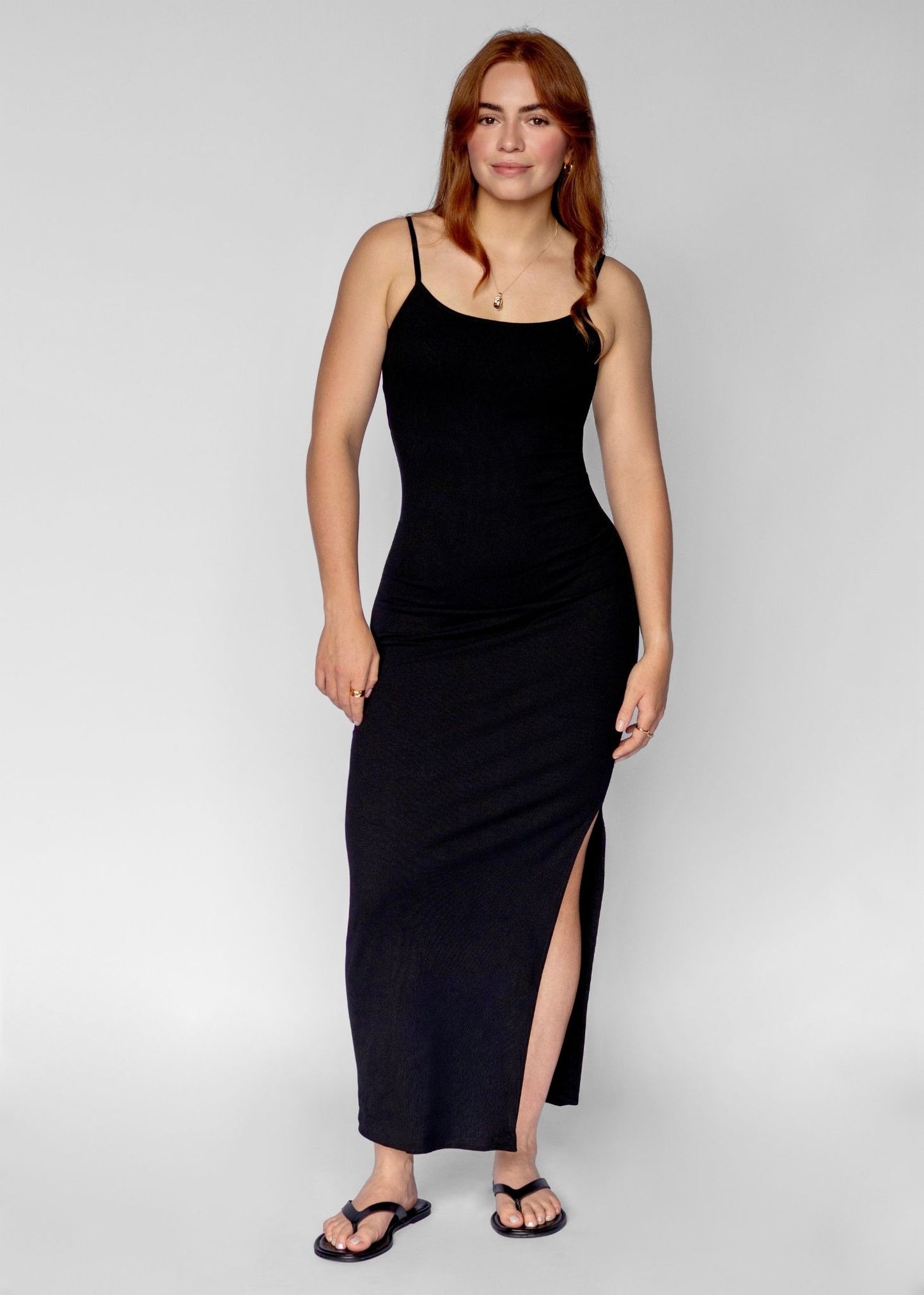Long Ribbed Dress | Black