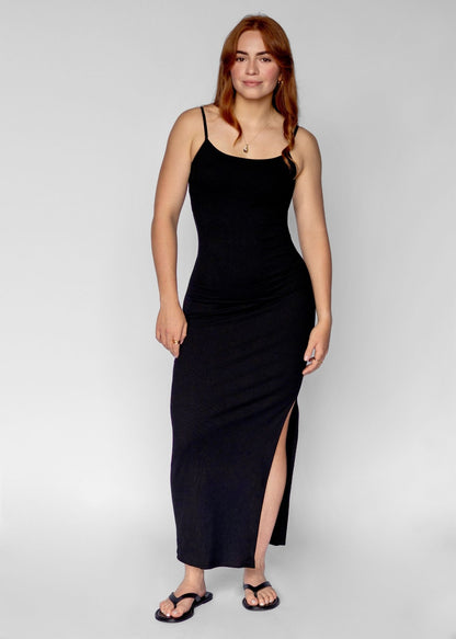 Long Ribbed Dress | Black
