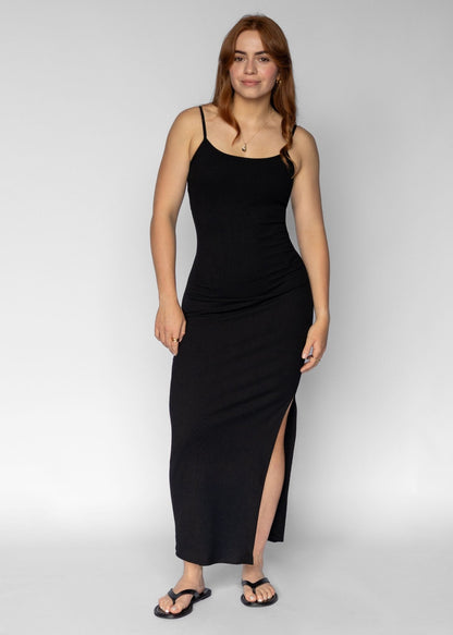 Long Ribbed Dress | Black