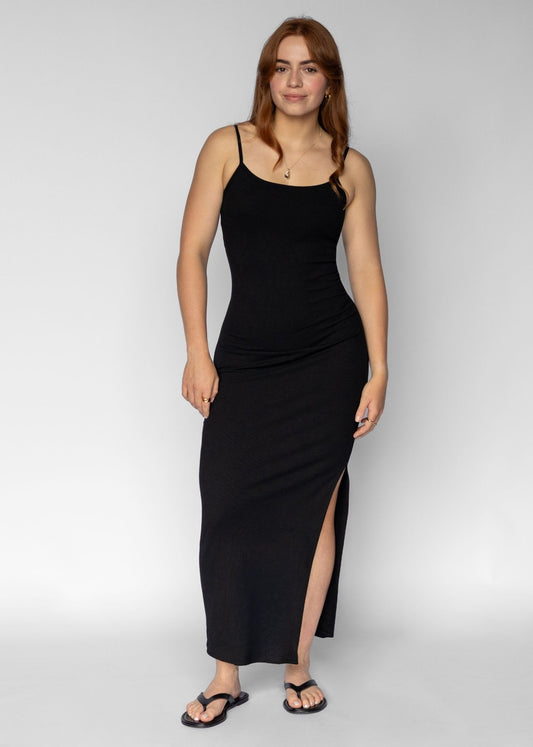 Long Ribbed Dress | Black