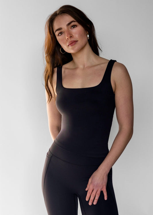Square Neck Top | Black