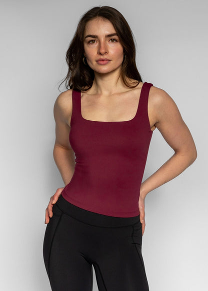 Square Neck Top | Burgundy