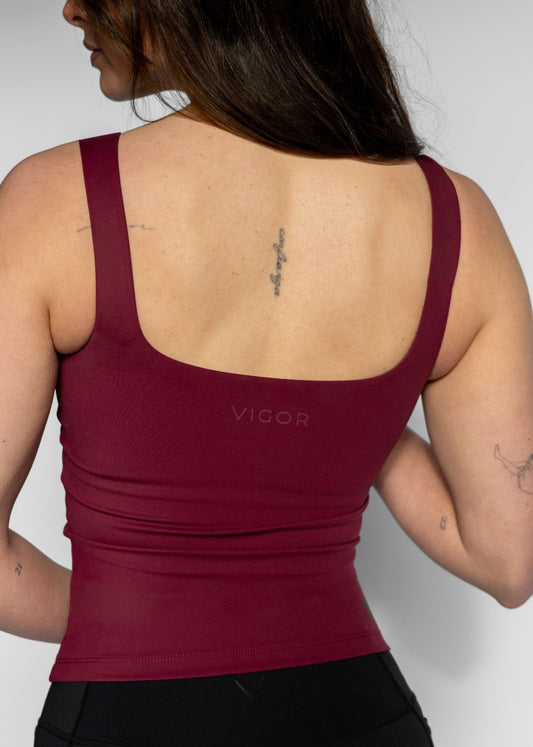 Square Neck Top | Burgundy