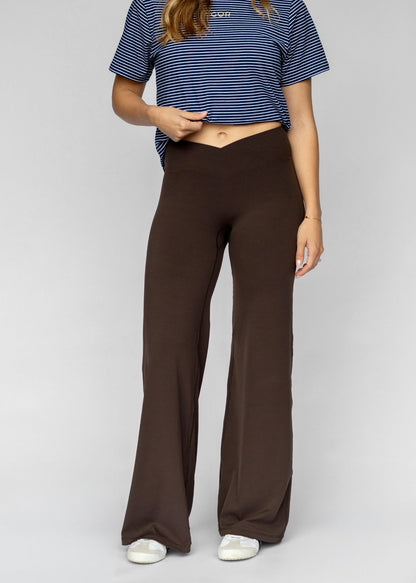 V-Waist Wide Leg Pants | Espresso