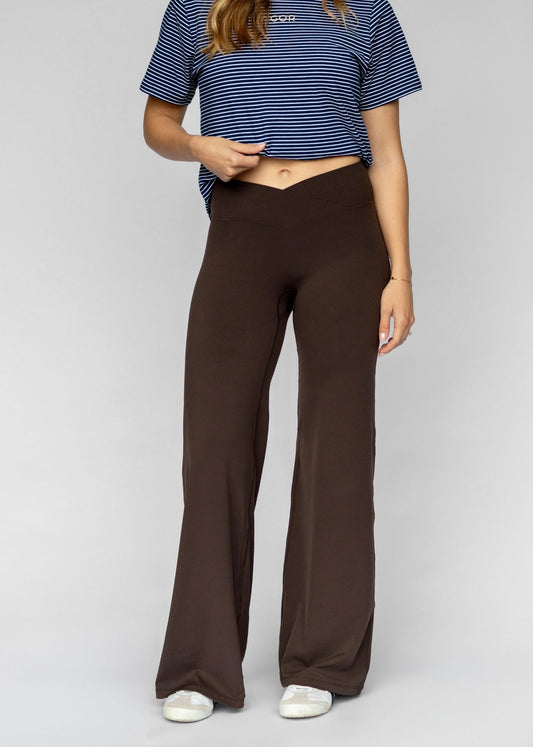 V-Waist Wide Leg Pants | Espresso